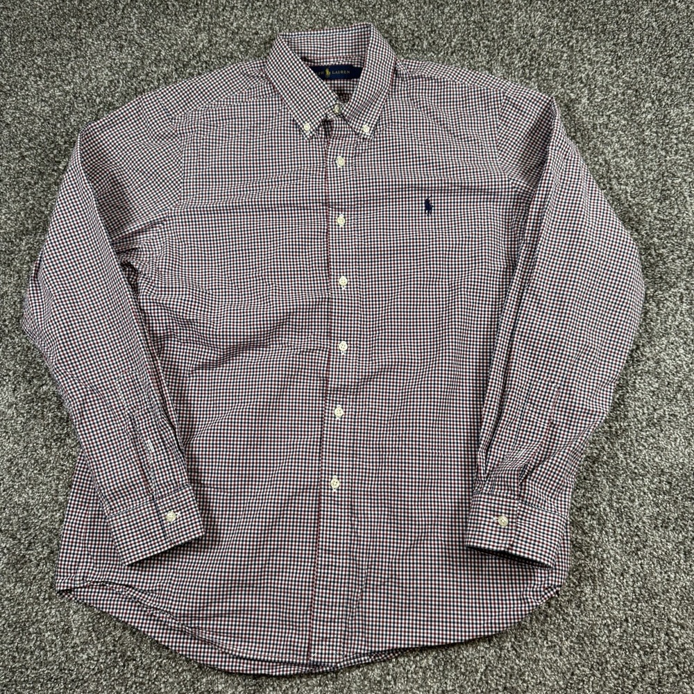 Ralph Lauren Men's L Red Plaid Long Sleeve Button Front Shirt - Picture 2 of 7